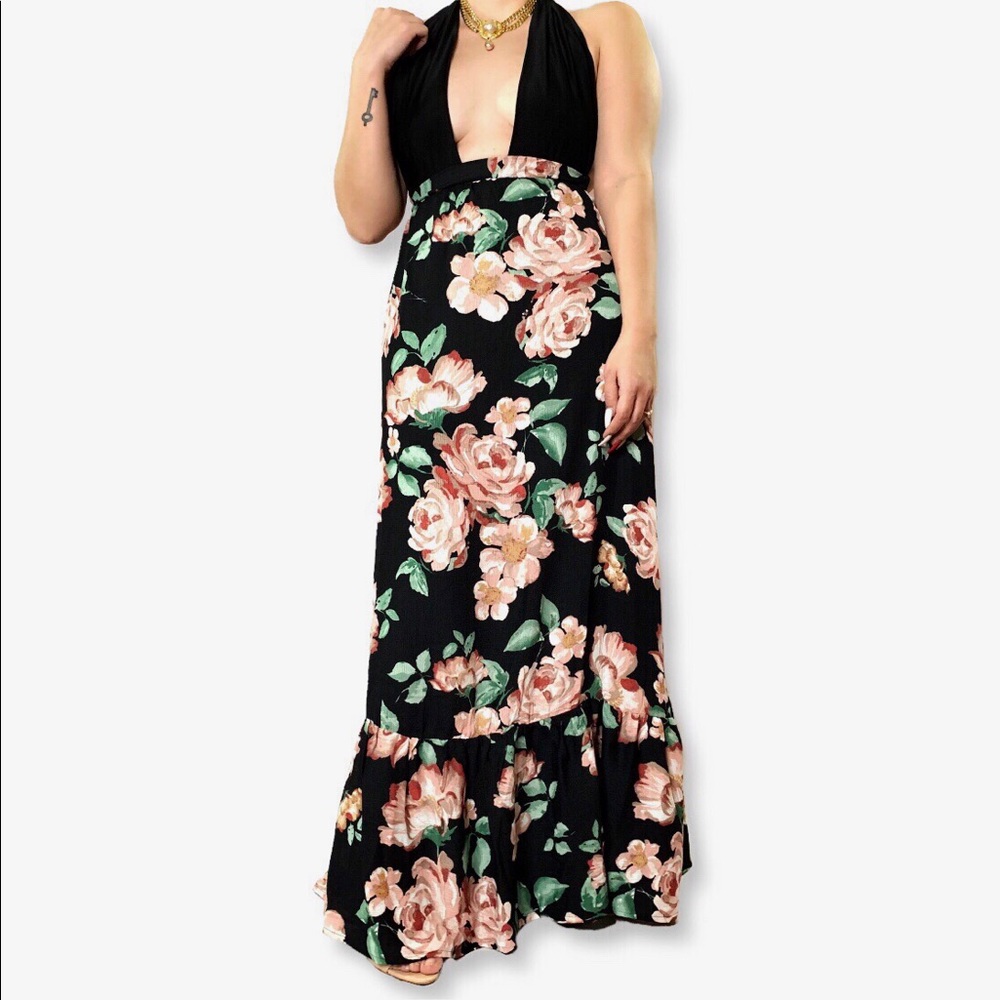 Lulu’s Floral Maxi Skirt NWT Roses * - Picture 1 of 7